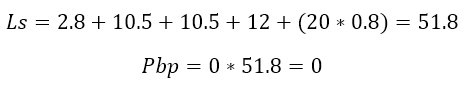 Ls=2.8+10.5+10.5+12+(20*0.8)=51.8
Pbp=0*51.8=0